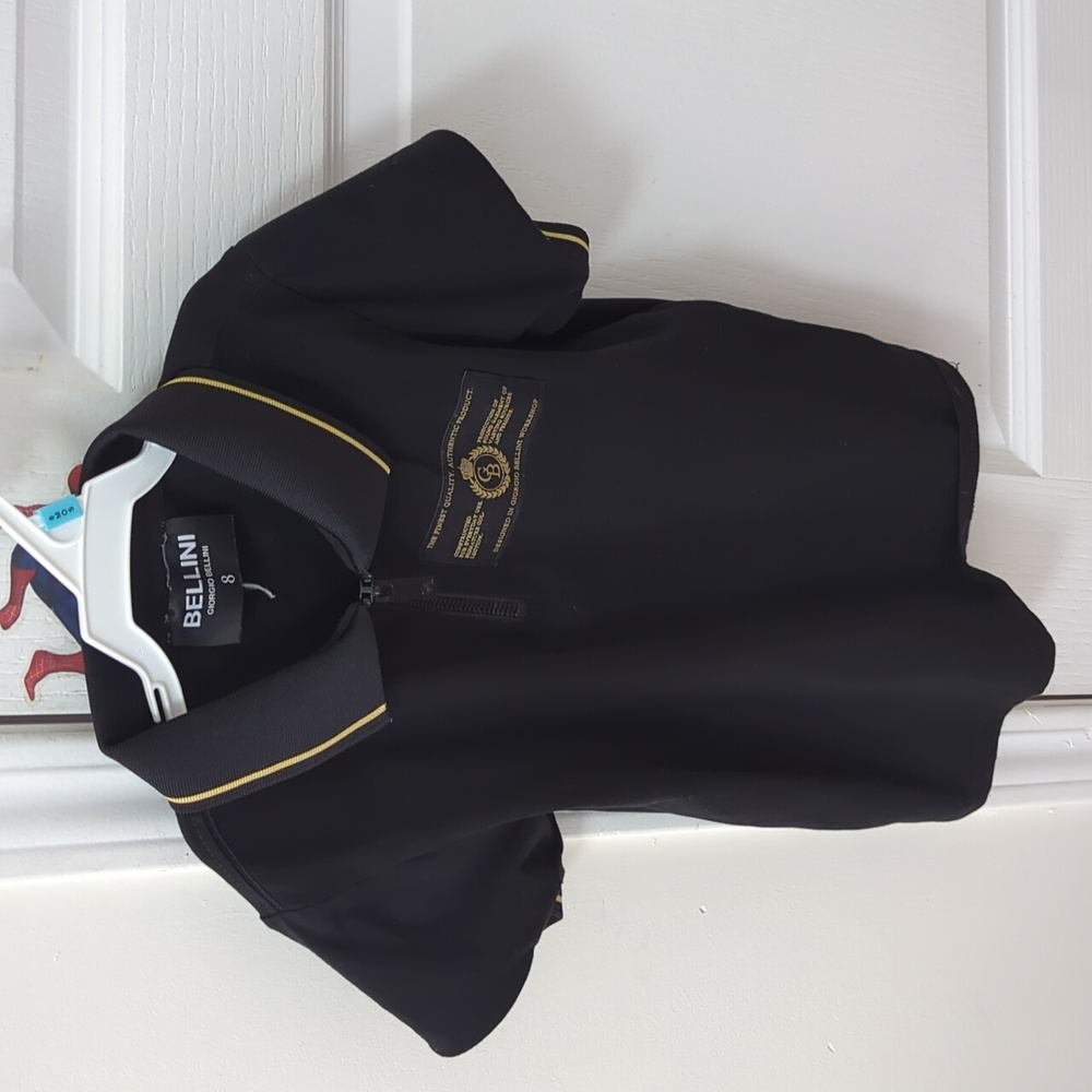 Bellini boys Black Polo Shirt with Gold Accents